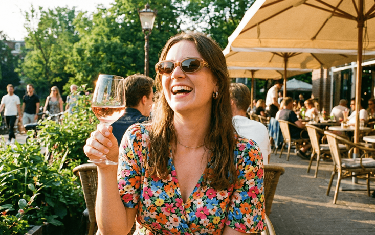Person wearing stylish sunglasses in the sun